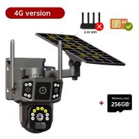 3 lensa-CCTV tenaga surya V380pro Outdoor WiFi / 4G SIM Kamera Waterproof IP Kamera 360° PTZ night vision