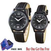 Jam Tangan Couple SC8076GL-BB-Couple-Jam Pasangan Kulit - Tanggal Movt-Leather Band