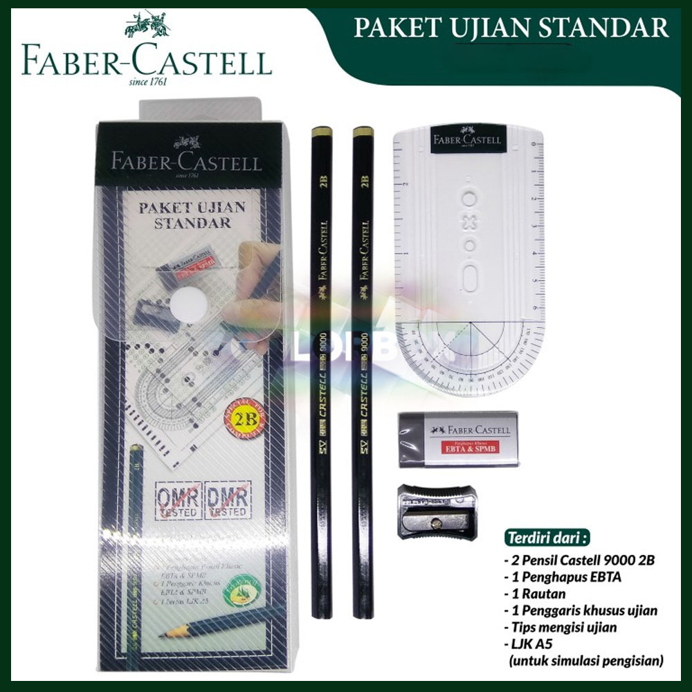 Faber Castell PAKET UJIAN STANDAR / PAKET BELAJAR ONLINE Peralatan Sekolah Alat Tulis Pensil 2B Stylus Pen Pulpen Pengaris Penghapus Serutan - 1Paket