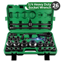 Kunci Socket Wrench 26 PCS Pas Socket Set 3/4 Inch 21-500mm Bahan Chrome Vanadium Kuat - 6543