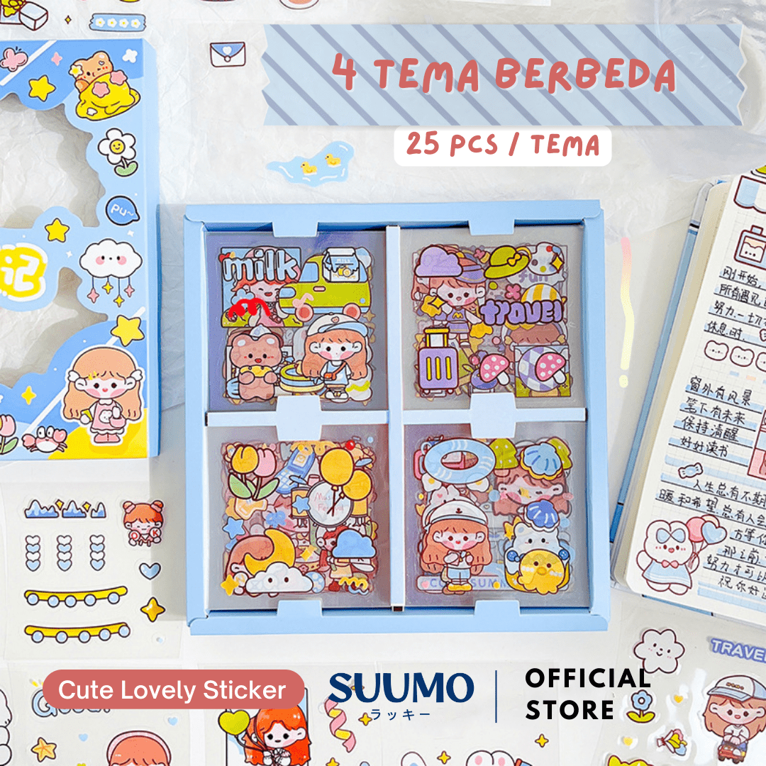 Suumo Stiker 100 Lembar Waterproof Aesthetic Decoration Sticker
