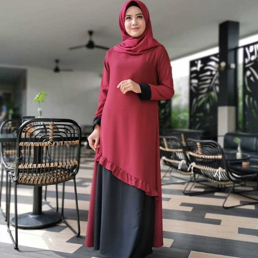 Baju Muslim Modern HAYU MAXI Bahan Mosscrape Gamis Muslim Pakaian Wanita Baju Muslim Modern Trendy Dress Muslimah Casual Baju Jumpsuit Modis Baju Lengan Panjang Baju Syar’i Muslim Wanita Baju Kerja Syari Panjang Dress Pengajian Murah Terbaru