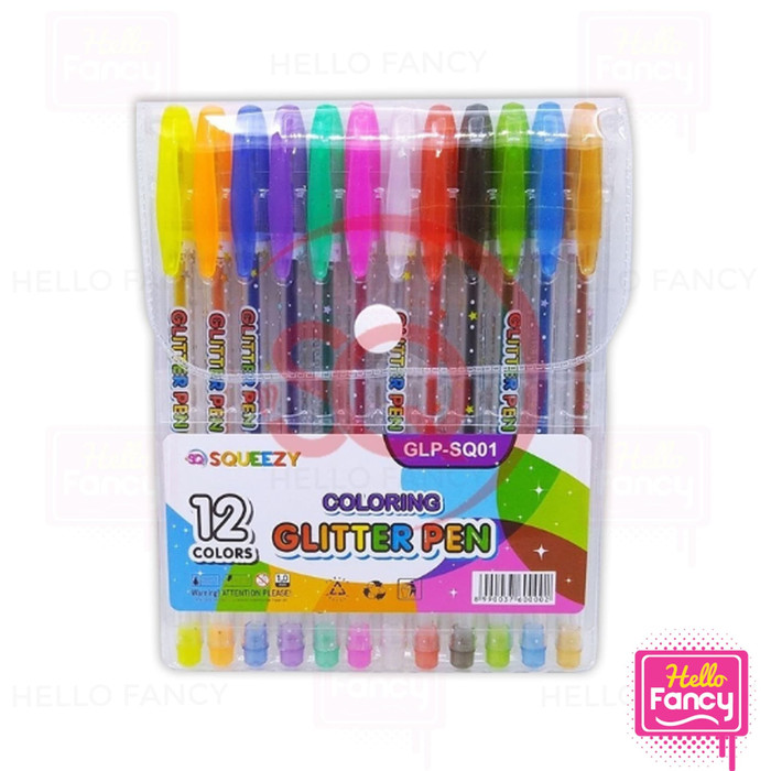 PEN GLITTER / Pulpen gel / Pena / Gell Pen Glitter 12W GLP-SQ01 Hello Fancy pulpen gel / pena gel pen gp-rb01 hello fancy
