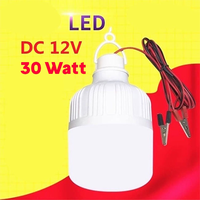 Lampu Bohlam LED DC 12V Jepit ke Baterai / Aki Accu 5w 10w 15w 20w 25w 30w