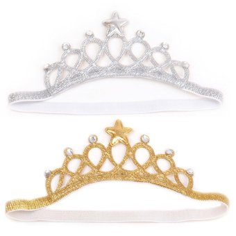 ... Elegan Untuk Source · 2 buah bayi perempuan mahkota bentuk hiasan bando karet rambut Headwrap aksesoris untuk pesta ulang tahun