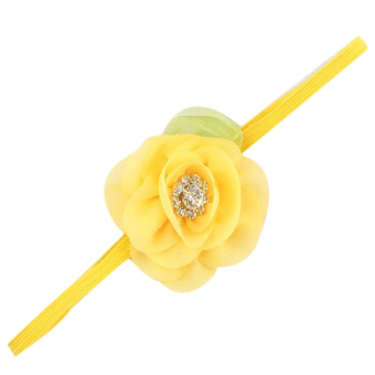 Bayi Balita Bayi Crystal Daun Bunga Rambut Tangan Rhinestone Soft Headwear Headband Anak Kuning