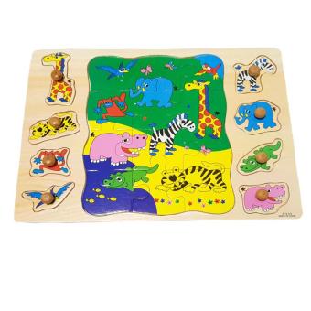 Kayla OrgMainan Edukasi Puzzle Knob kayu plus puzzle keping Hewan Hutan