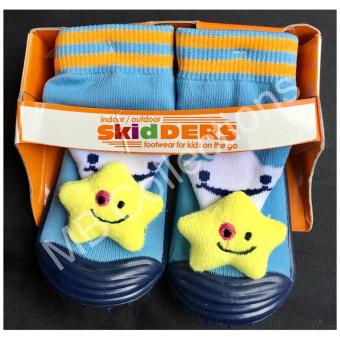 Skidder Sepatu Bayi / Sepatu Karet Bayi / Skidder Sepatu Motif Boneka Bintang Biru Navy Uk