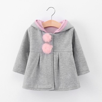 SS Bayi Perempuan Hangat Bertudung Mantel Jaket Anak Balita Pakaian Mewah Lucu Rabbit Telinga Hoodie Warna