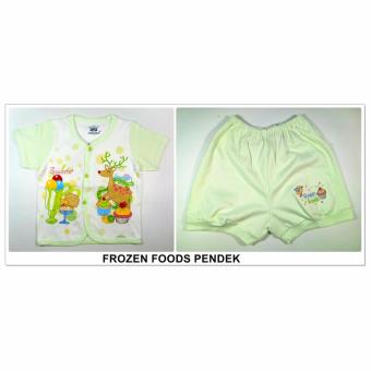 Tokusen Setelan Baju Pendek Motif Frozen Food Hijau - uk.L