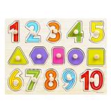 Detail Gambar TSH Mainan Edukasi Puzzle Jigsaw Kayu Knob Angka Shape 1 Buah A101 - Multi