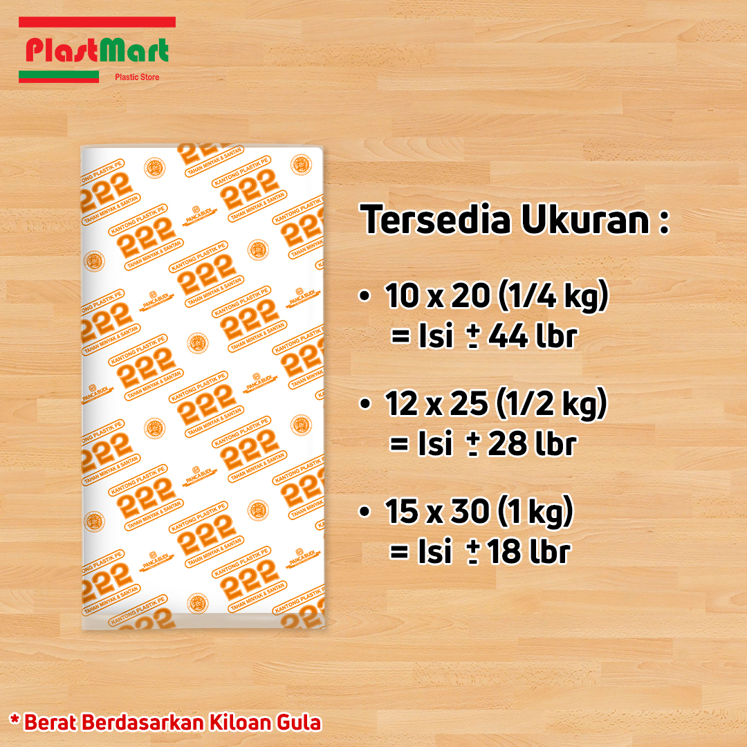 Plastik PE 222 Orange Uk 10x20 12x25 15x30 Kantong Es Batu / Gula / Minyak / Santan / Kuah - Plastmart