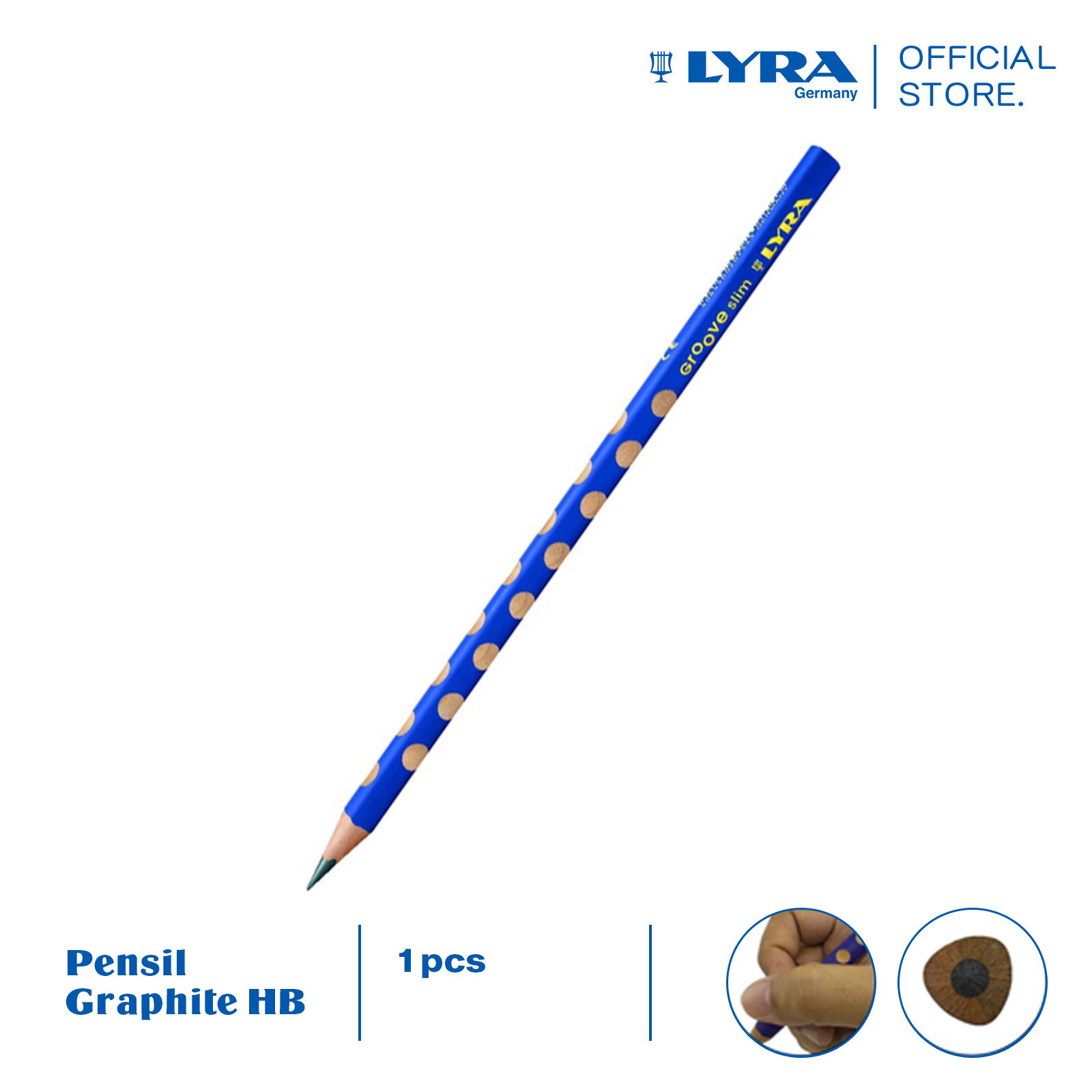 LYRA Pensil HB 1 Pcs Groove Slim Graphite Triangular Pencil Pensil Segitiga Ergonomis LYR-1760100