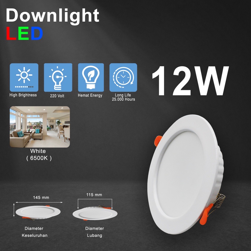 Lampu Downlight LED Inbow 6W 9W 12W 18W Downlight Panel LED Inbow Bulat Plafon
