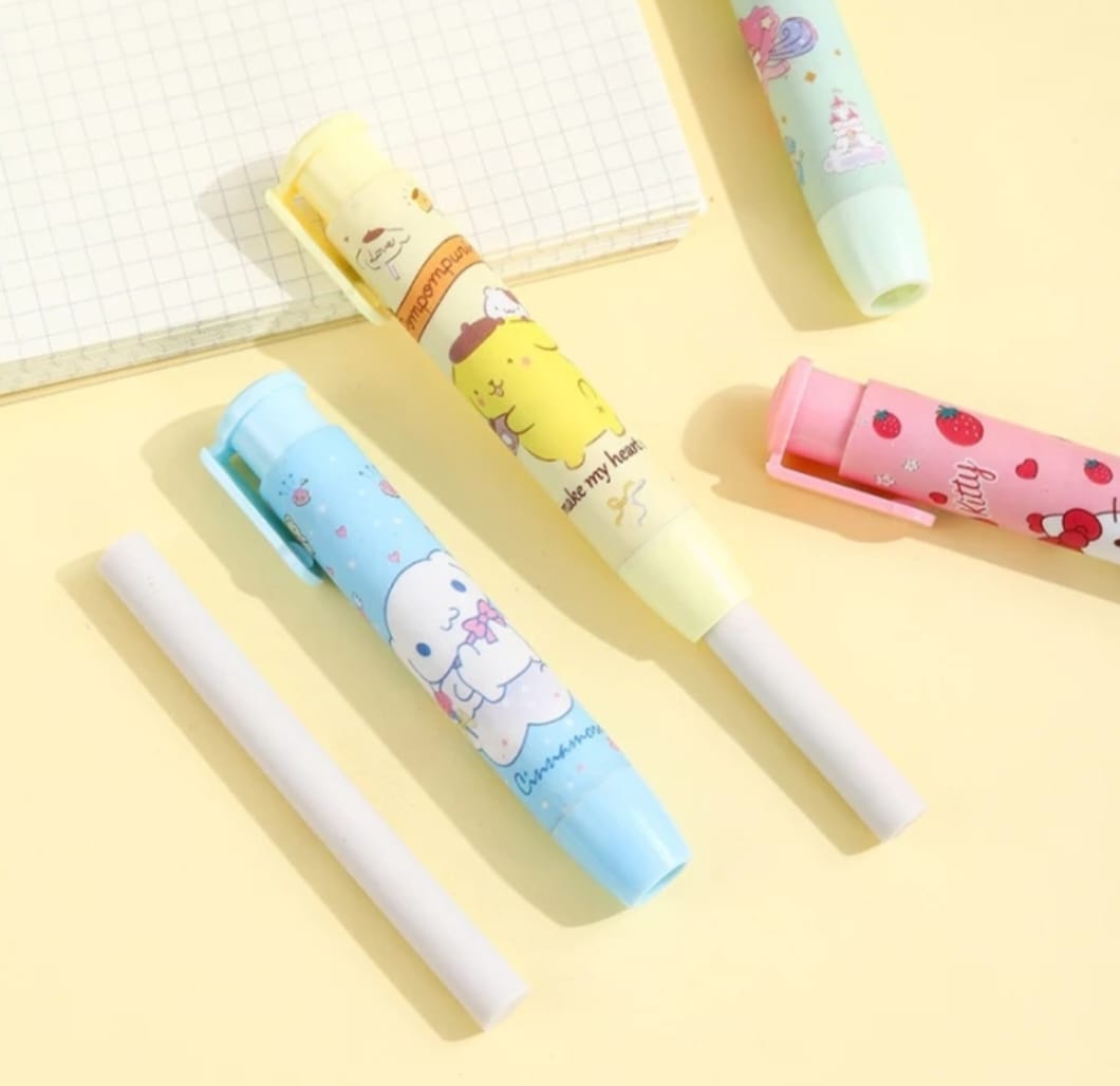 Penghapus pensil karakter / 2 pcs mekanik karakter lucu model lipstik