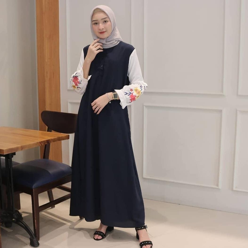 Baju Muslim Modern Gamis MARISA MAXY Bahan MOSSCRAPE BORDIL Baju Gamis Terusan Wanita Paling Laris Dan Trendy Baju Panjang Polos Muslim Dress Pesta Terbaru Maxi Muslimah Termurah Pakaian Modis Simple Casual Terbaru 2019 gamis wanita