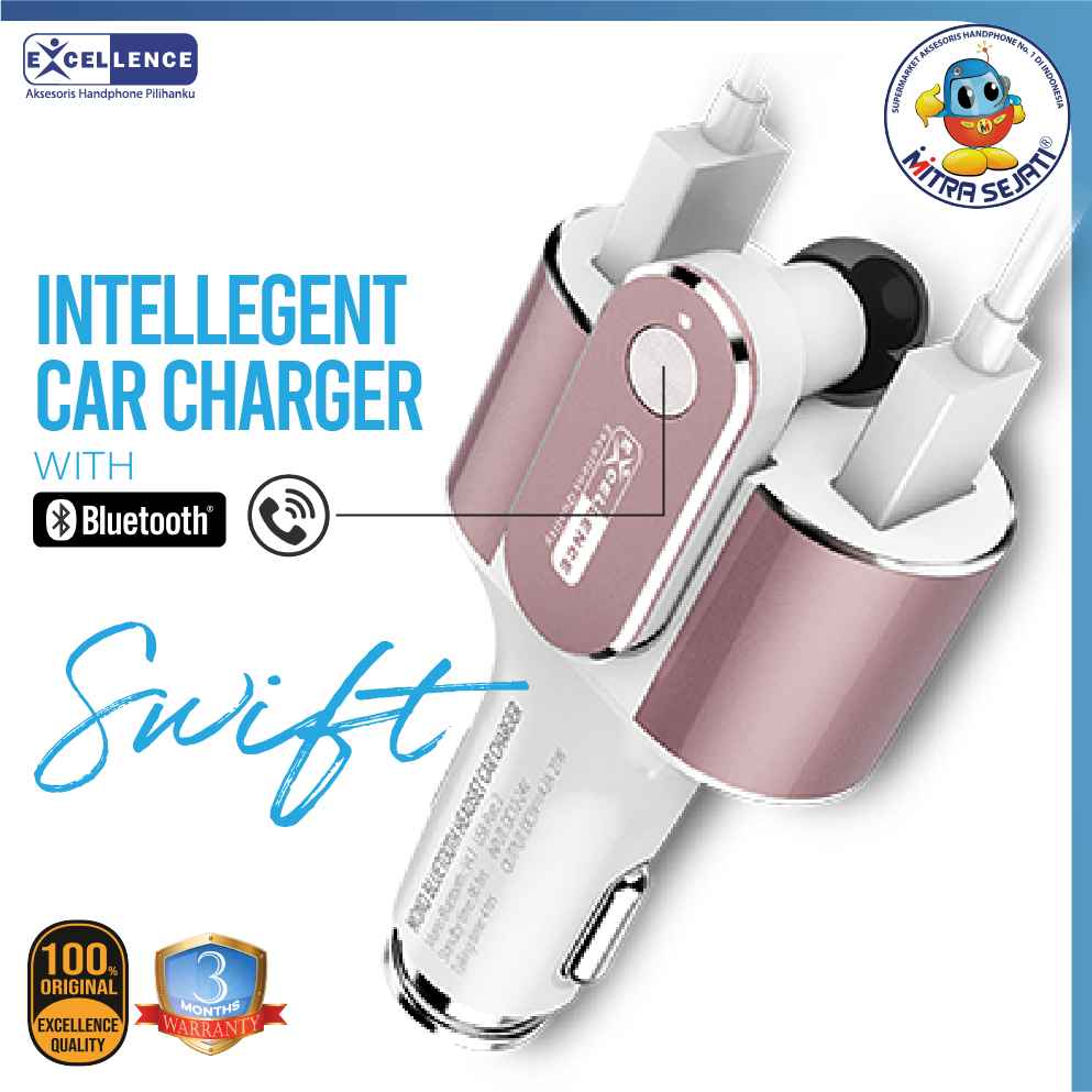 Charger Mobil / Car Charger Excellence Swift with Handsfree Bluetooth-AKPIBTSWIE