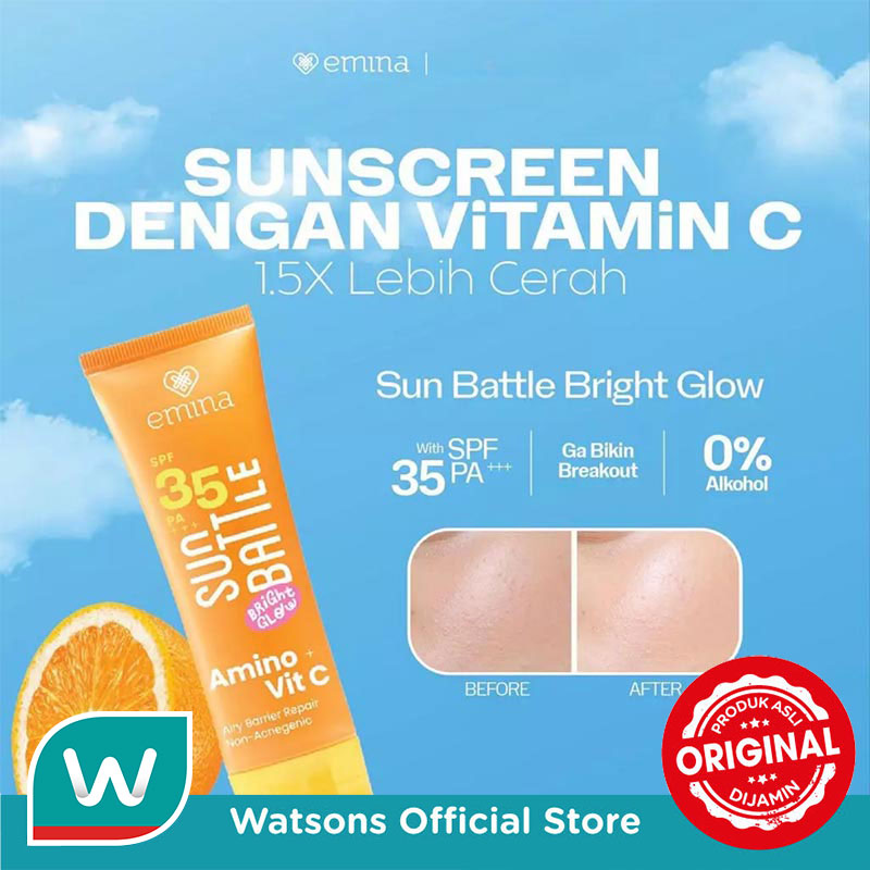 Emina Sun Battle SPF 35 PA +++ Bright Glow Amino + Vit C Airy Barrier Repair 50 ml - Sunscreen Se...