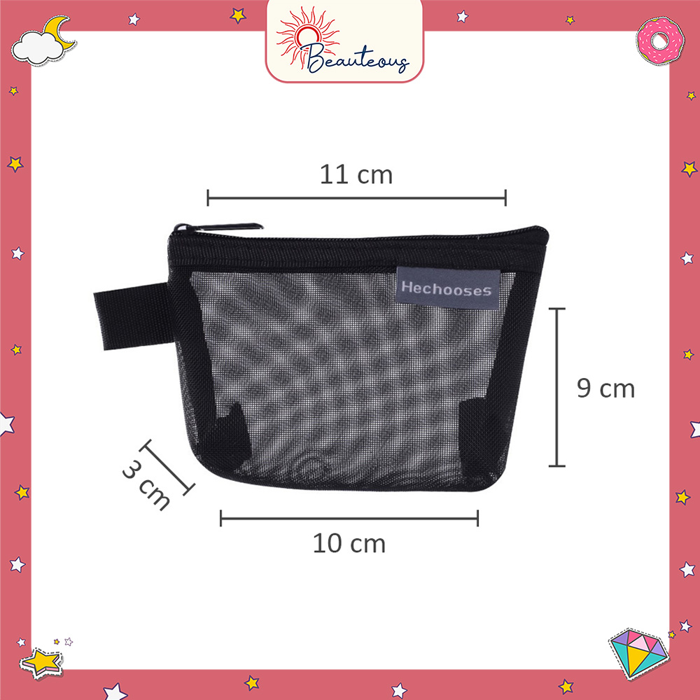 Tas Pouch Mini Jaring Transparant Dompet Kosmetik Lipstik Saku Portable Travel Bag Organizer