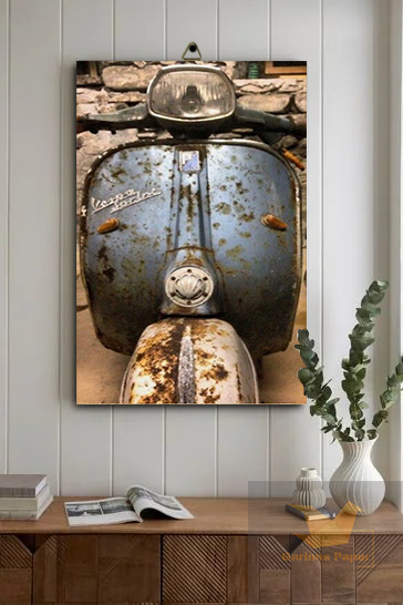 WALLDECOR KAYU AESTHETIC MOTIF VESPA UKURAN 20X30 BINGKAI KAYU MDF 6 MM / HIASAN DINDING FOTO