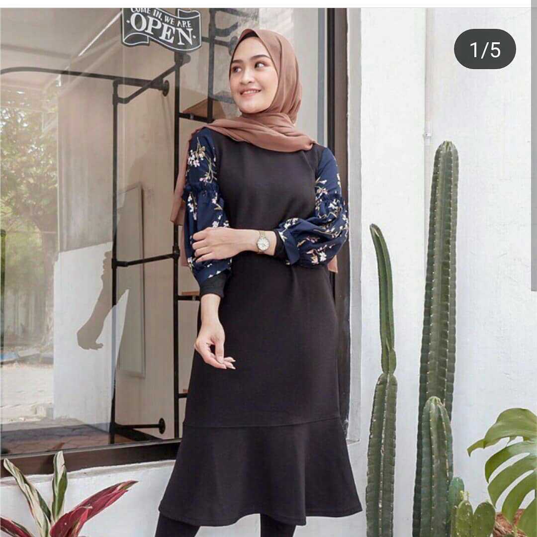 Baju Muslim Modern ANINA TUNIK MOSSCRAPE MIX WOLFICE Baju Tunik Blouse Atasan Modern Terbaru