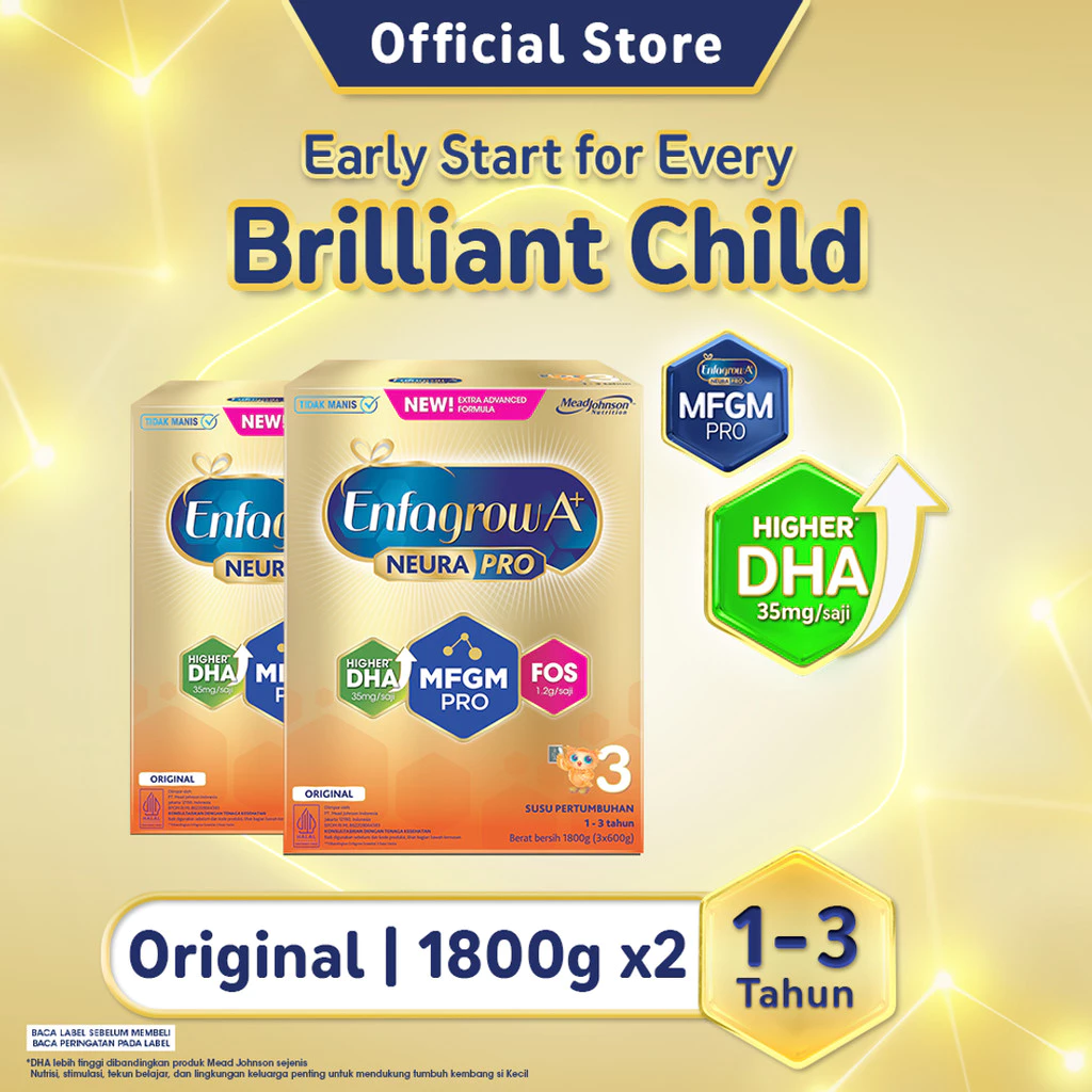 [Paket isi 2] Enfagrow A+ 3 Susu Formula 1-3 Tahun Original 1800gr