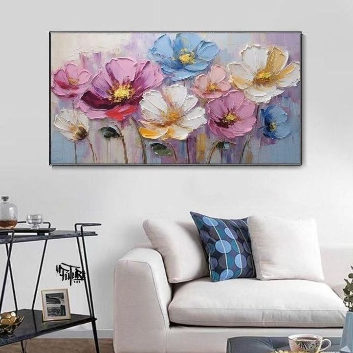 Lukisan bunga full colour modern art painting plus frame FUTURE ART PAINTING