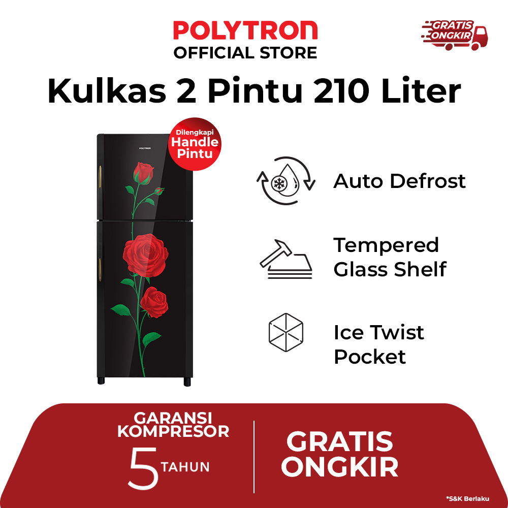 POLYTRON Kulkas 2 Pintu 210L Belleza Varia PRM 21DRX