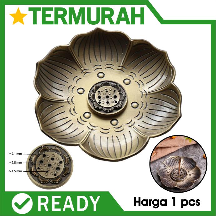 Tempat Bakar Hio Lingkar Dupa Lotus Stick Incense Holder Abu Plum Petal 9 Holes Zinc Alloy Mabkhara Bukhur Prapen Lidi Arab