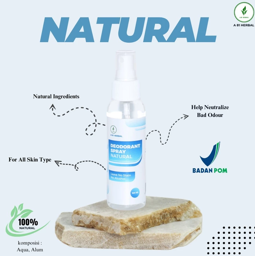 Deodorant Spray Tawas Alami Cair BPOM Non Alkohol 100ml 60ml Mengatasi Bau Badan dan Ketiak