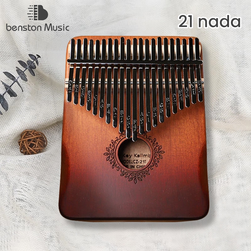 Benston Music - Bunga Kalimba 17 / 21 Key Wood Kayu Finger Piano Kunci Musical Instrument Portable Murah Jari Alat Musik Pemula Paket Hadiah Aksesori Alat Musik Gaya Jari Akustik