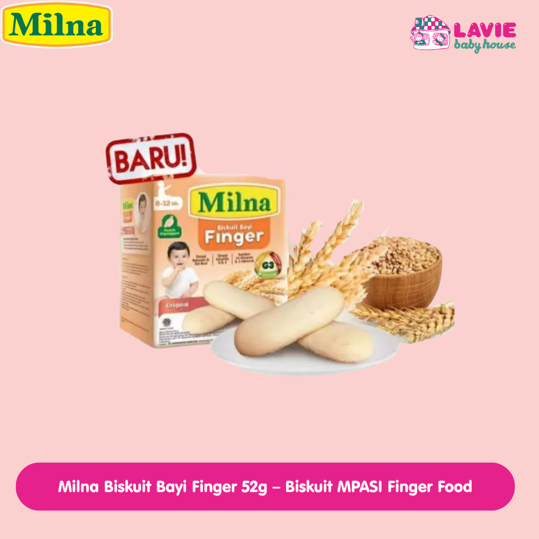 Milna Biskuit Bayi Finger 52g 8-12 Month – Biskuit MPASI Finger Food | Mudah Lumer | Camilan Sehat - Lavie Baby House
