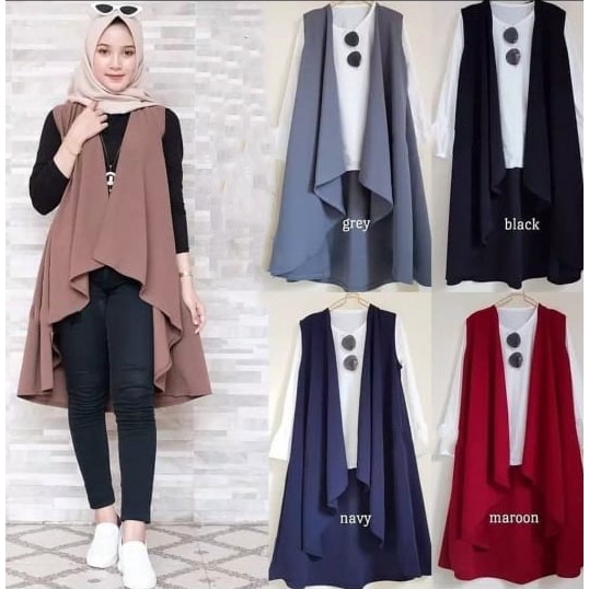 Outer Casual Lengan Rompi Dengan panjang sampai menutupi pinggul outer casual lengan rompi dengan panjang sampai menutupi pinggul