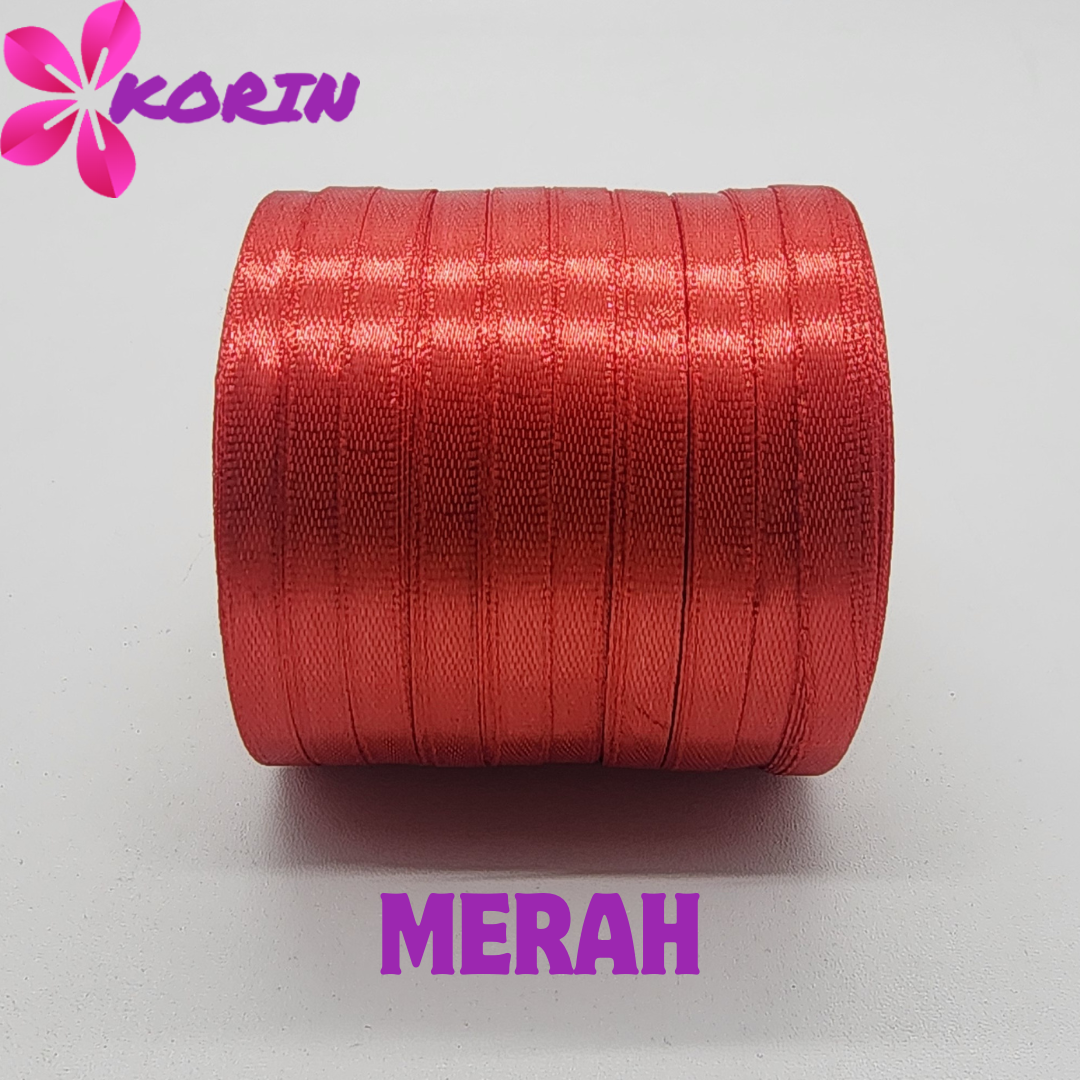 PITA SATIN 1/4 INCH (0.6 CM) / PITA SATIN WARNA / 20YARDS PER-ROLL / PITA KADO SATIN
