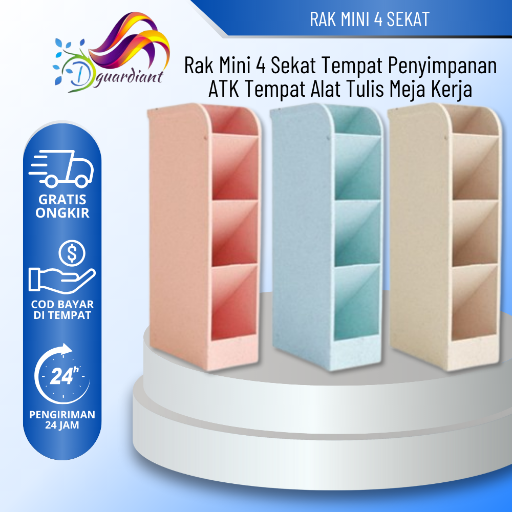 Rak Mini 4 Sekat Tempat Penyimpanan ATK / Kotak Organizer Tempat Alat Tulis Meja Kerja