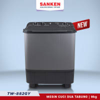 Sanken Mesin Cuci 2 Dua Tabung TW-882GY Twin Tub 9Kg Silver