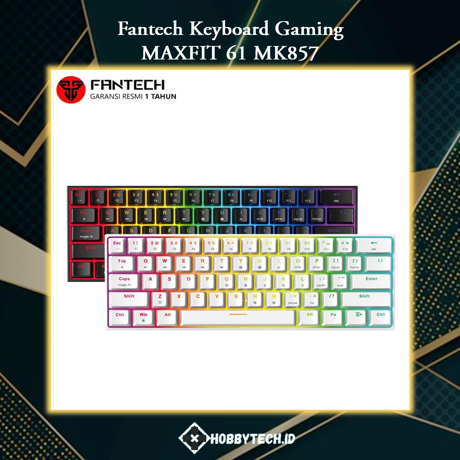 Fantech MAXFIT61 MK857 60% Keyboard Gaming Mechanical - WHITE KEYBOARD