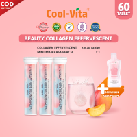 [LAZADA EXCLUSIVE] Coolvita Paket Cerah Bersinar 30 Hari Collagen Effervescent Rasa Peach Untuk Kulit Glowing 60 tablets