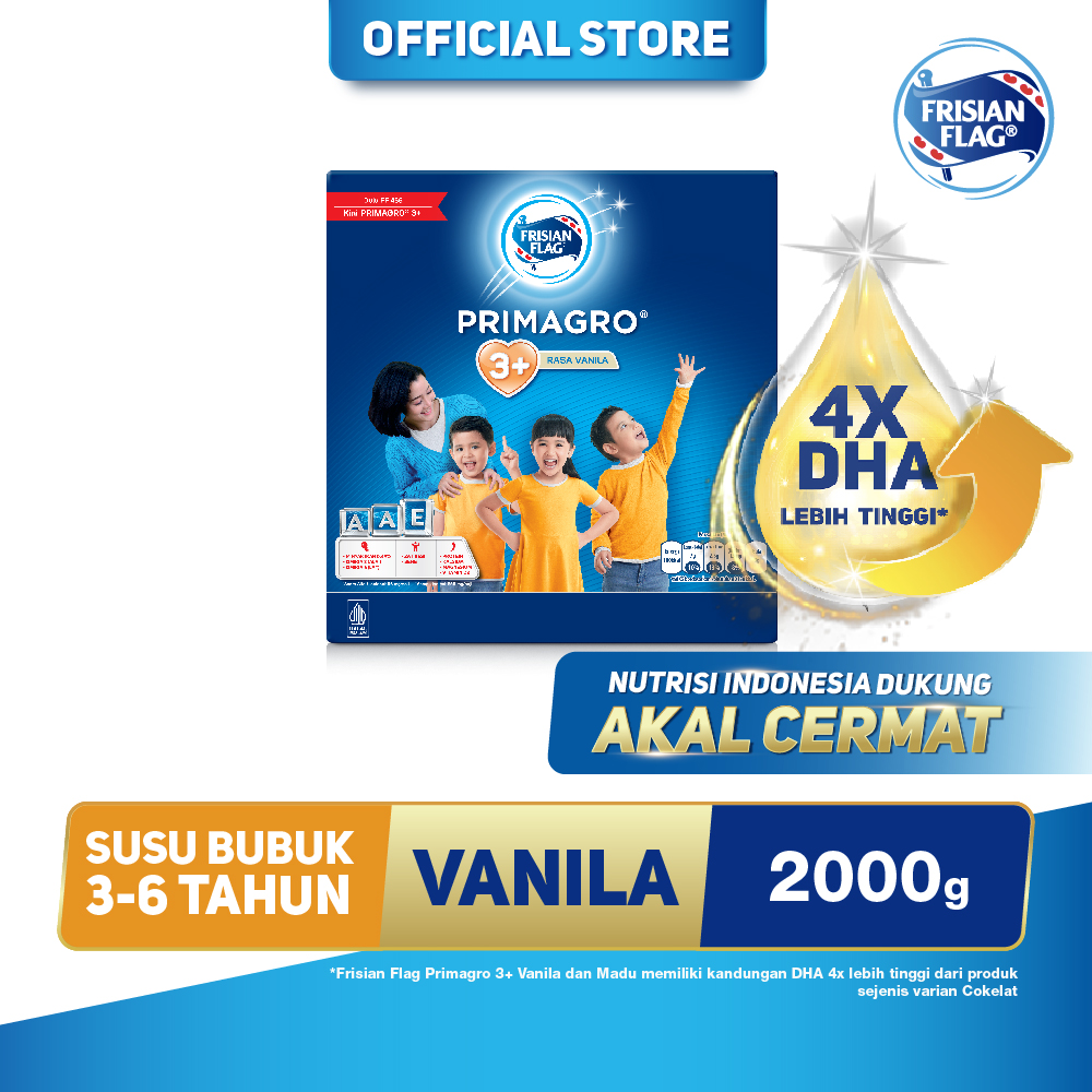 Frisian Flag Primagro 3+ Vanilla 2000gr (3-6 tahun) - Susu Formula Pertumbuhan Anak