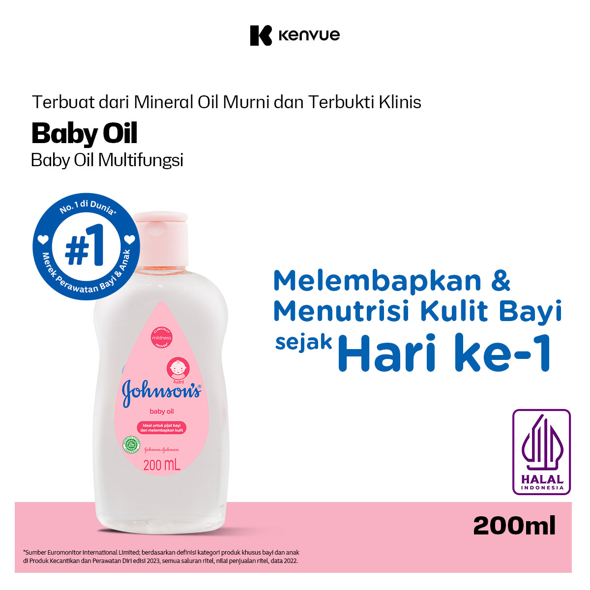 JOHNSONS BABY Oil 200ml - Oil bayi ideal untuk pijat bayi multifungsi melembapkan lembut
