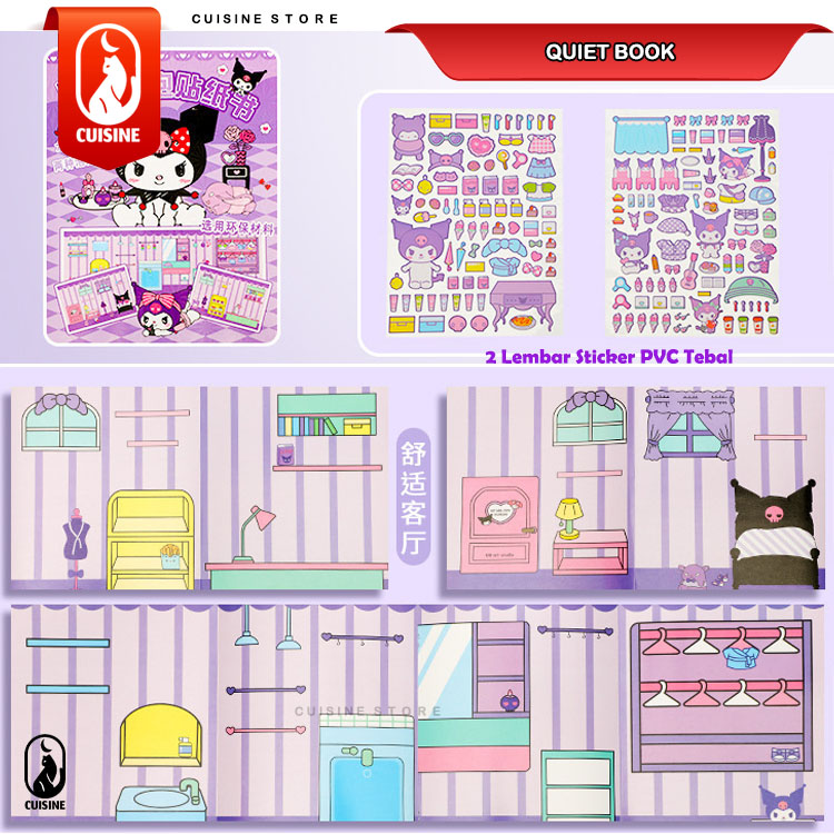 Quiet Book Sticker Sanrio Lucu Buku Mainan Edukasi Bongkar Pasang Busy Book Anak
