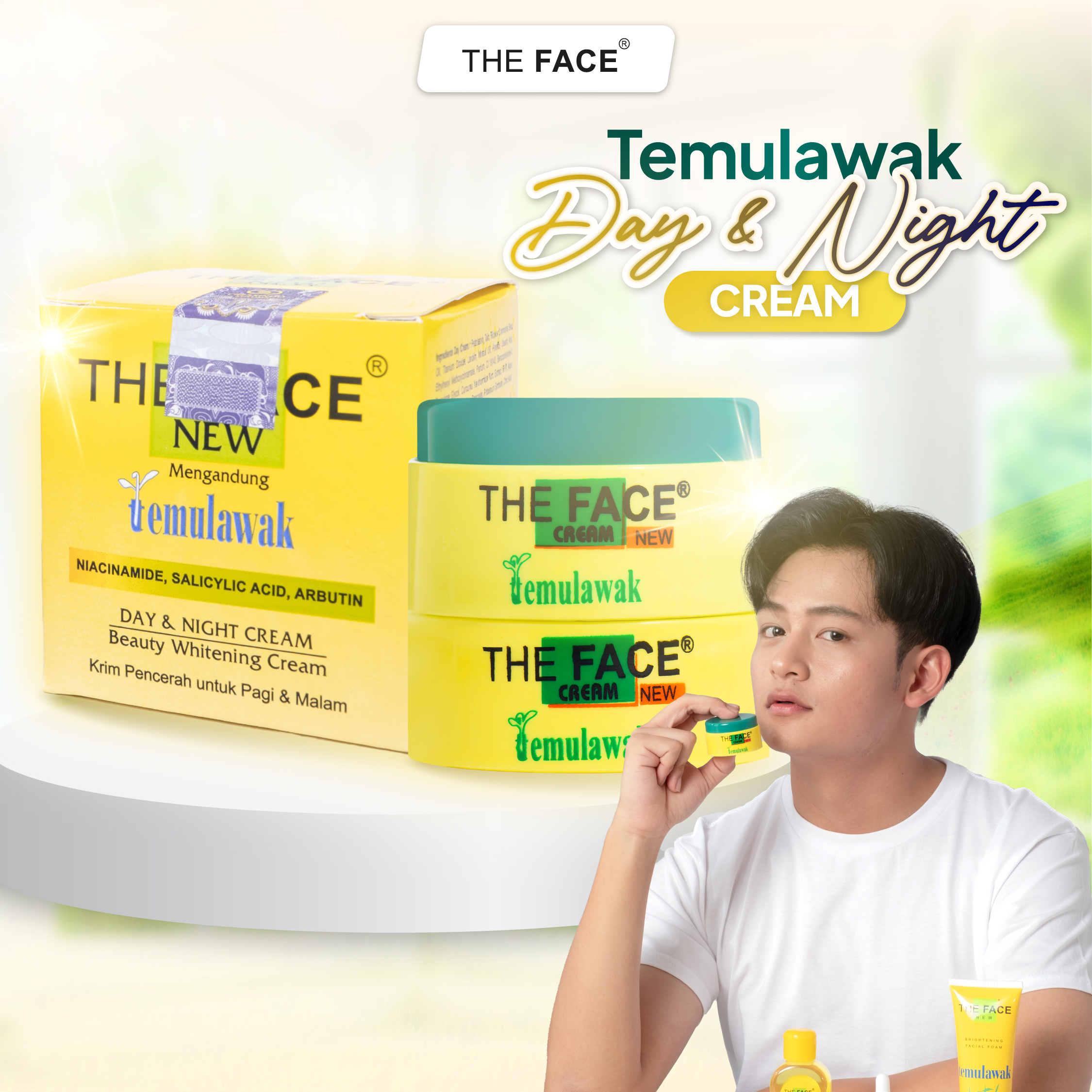 The Face Temulawak Day & Night Cream Netto 30 gr - Krim Temulawak Siang Malam untuk Mencerahkan W...