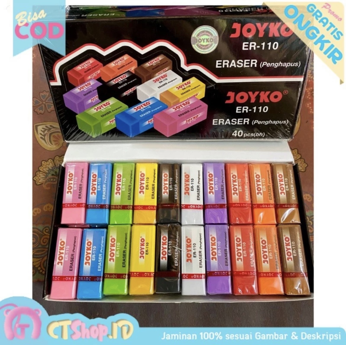 CTShopID Penghapus Warna Warni Anak Sekolah Murah Meriah per 5 pcs penghapus