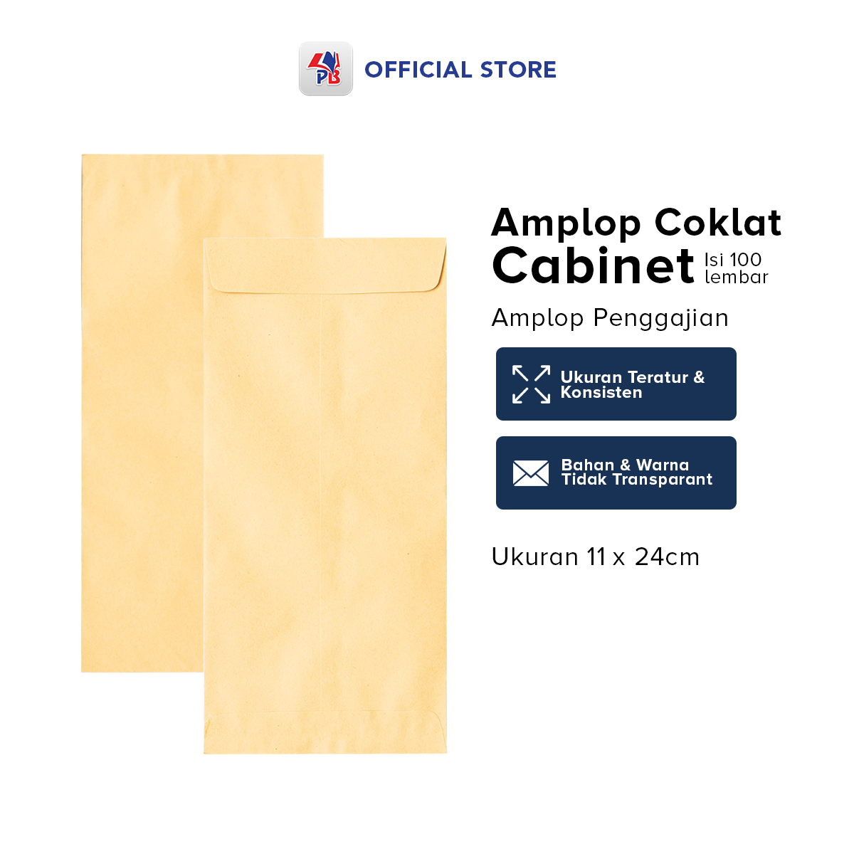 Amplop Coklat Kabinet 11 x 24 Cm Isi 100 Amplop Gaji Cabinet 70gsm / PB EDUKASI ANAK - PBNB