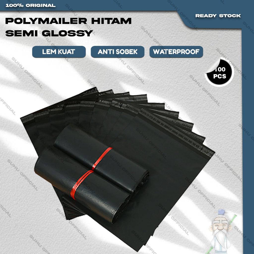Plastik Packing Polymailer Kantong Packing Olshop Lem isi 100 HITAM