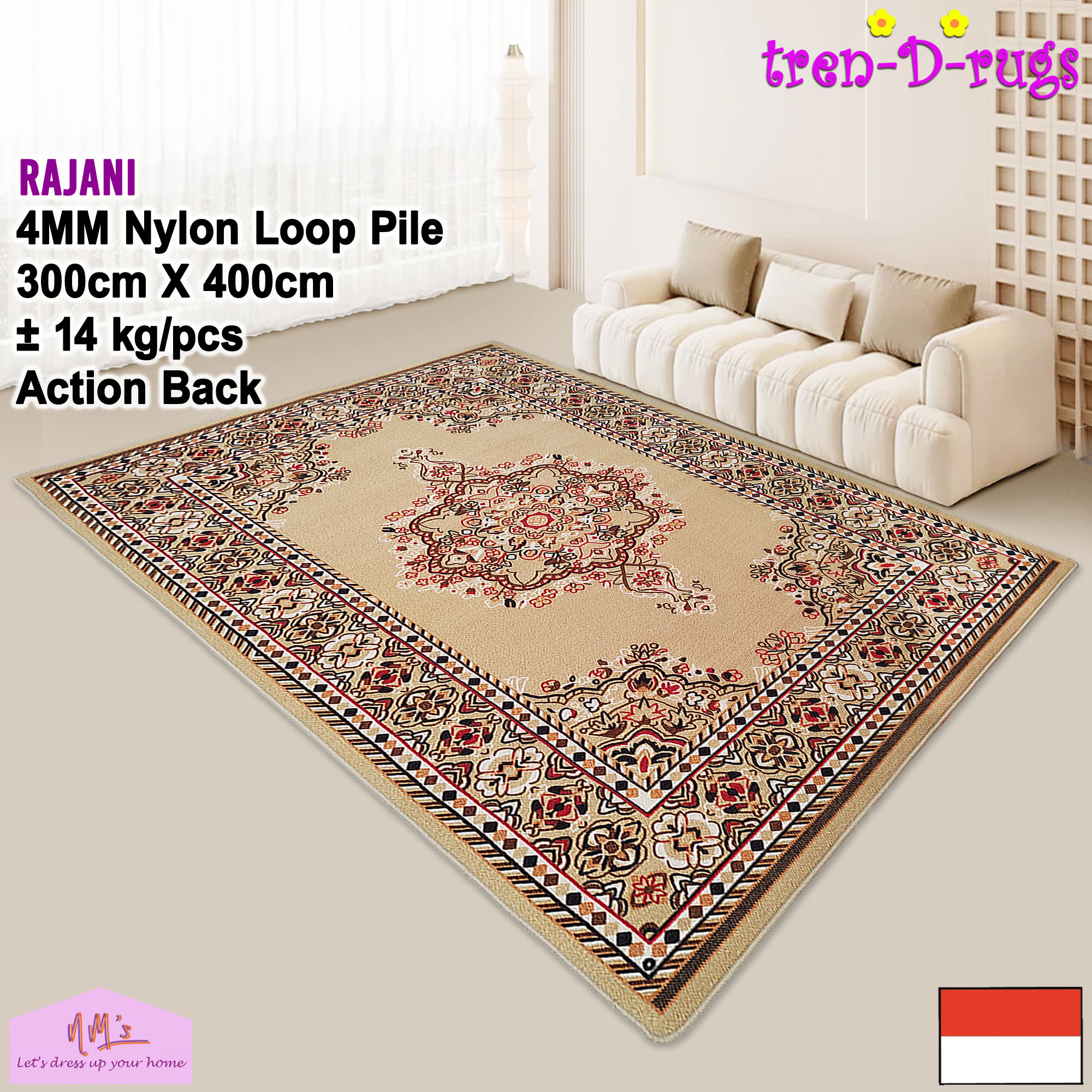 Tren-D-rugs Karpet jumbo eropa vintage persian abstrak alas lantai ruang tamu 300 cm x 400 cm - NMs