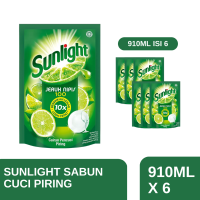 Sunlight Sabun Cuci Piring Cair Refill Jeruk Nipis 910ml isi 6 pcs [Karton]