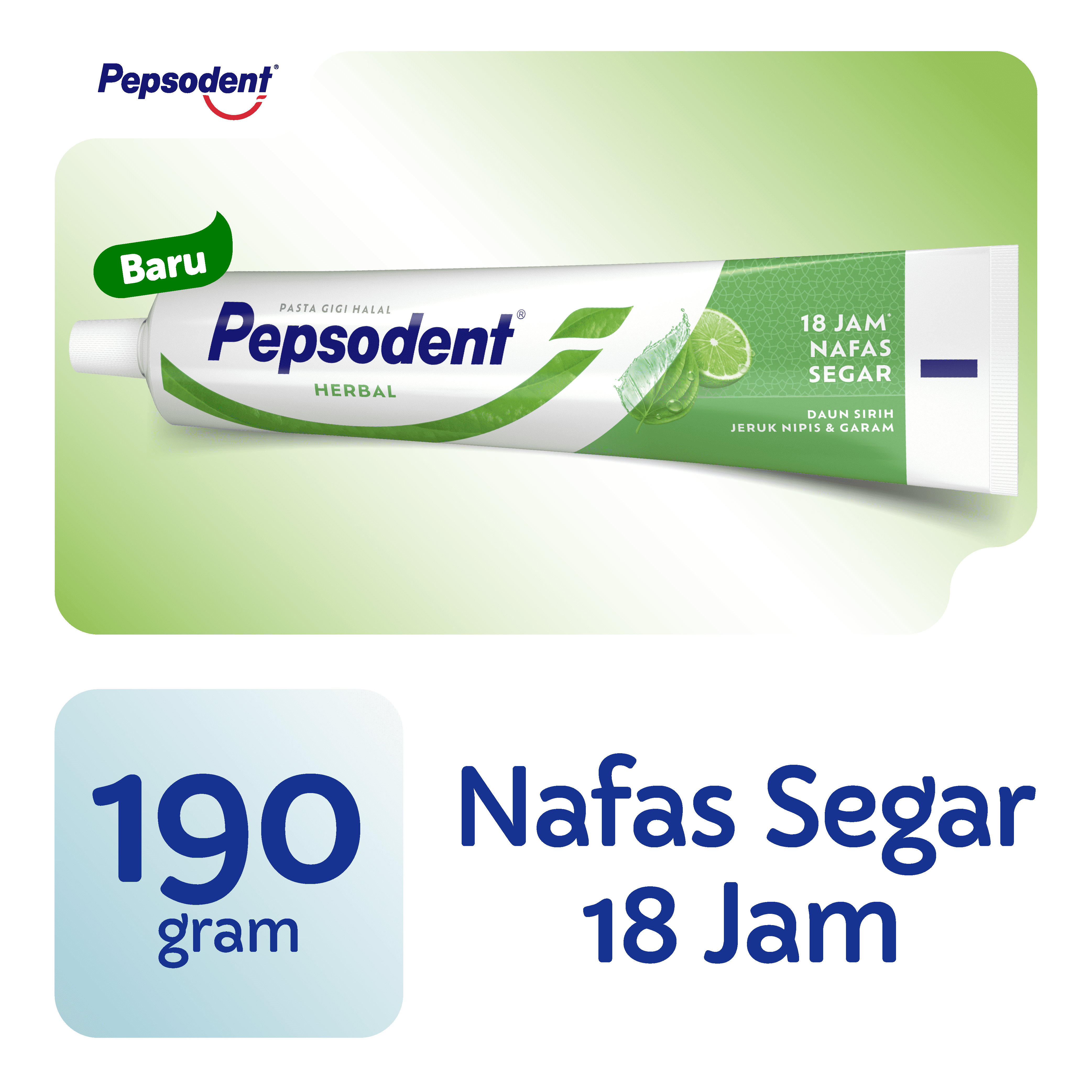 Pepsodent Pasta Gigi Herbal Mulut Adem Nafas Segar 190gr