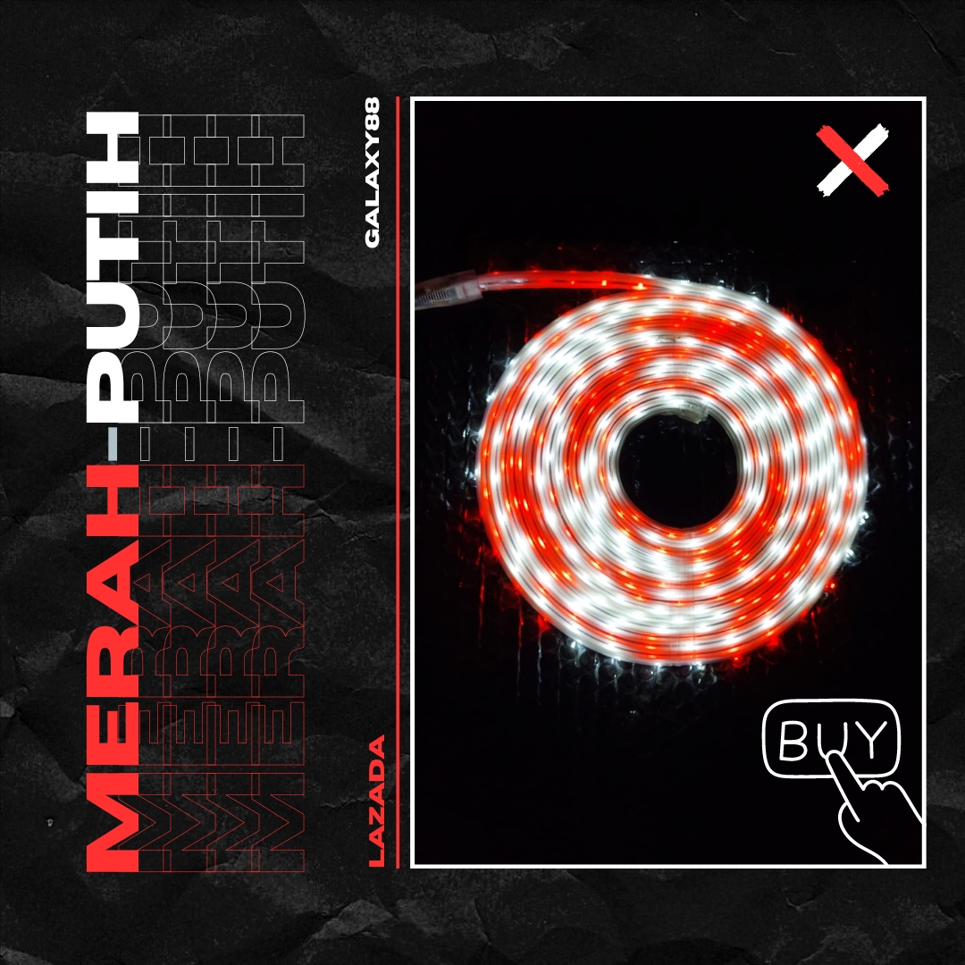 Lampu LED 7 Meter Merah Putih / Lampu Agustusan PLUS ADAPTOR