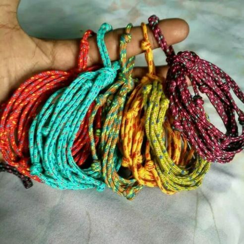 Gelang Tali Prusik atau Tali Gunung Tali Prusik Diameter 1.5mm - 2mm Warna Random 1pcs Gelang Prusik gelang tali prusik gembok bintang gelang tali handmade / gelang custom / gelang tangan pria/wanita / gelang unik / gelang cantik / gelang fashion / gelang / gelang tali custom – random colour nth86